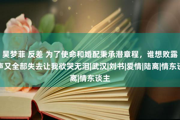 吴梦菲 反差 为了使命和婚配秉承潜章程，谁想败露风声又全部失去让我欲哭无泪|武汉|刘书|爱情|陆离|情东谈主